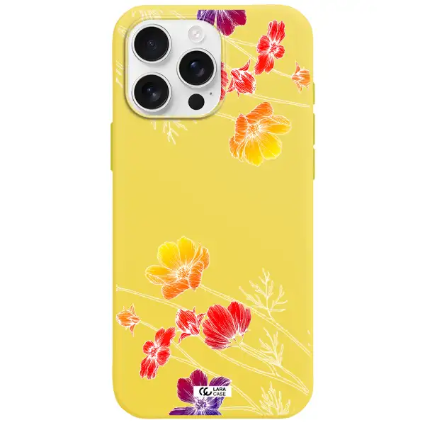 Hibiscus Flower Apple Iphone 16 Pro Max Silicone Canary Yellow Case