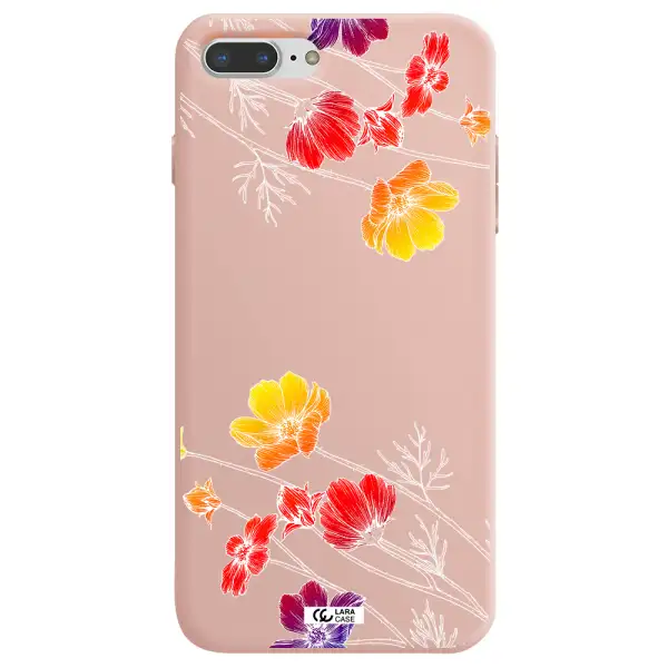 Hibiscus Flower Apple iPhone 8 plus Silicone pastel pink Case