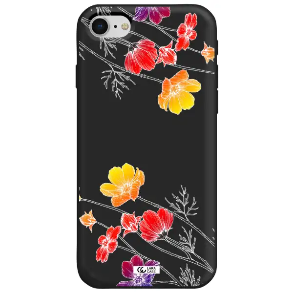 Hibiscus Flower Apple iPhone se 2020 Silicone black Case