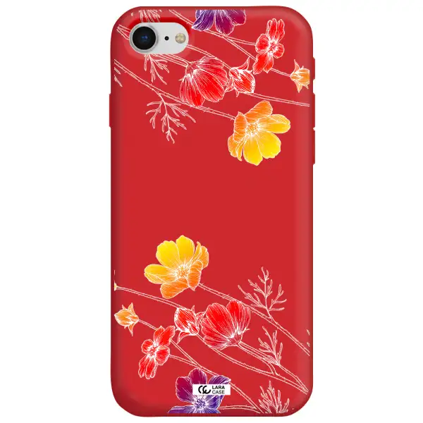 Hibiscus Flower Apple iPhone se 2020 Silicone Imperial Red Case