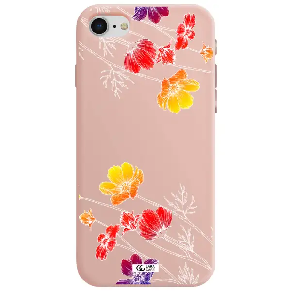 Hibiscus Flower Apple iPhone se 2020 Silicone pastel pink Case