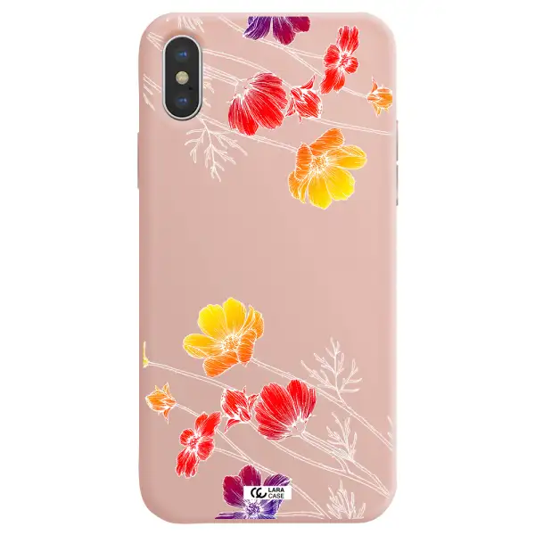 Hibiscus Flower Apple iPhone X Silicone pastel pink Case