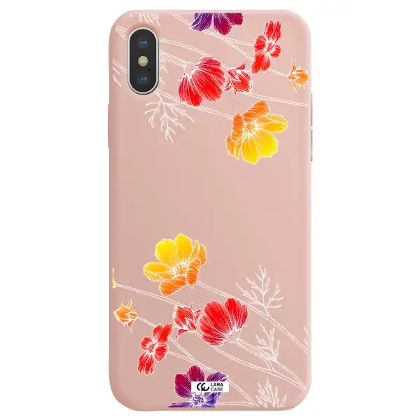 Hibiscus Flower Apple iPhone XS Silicone pastel pink Case