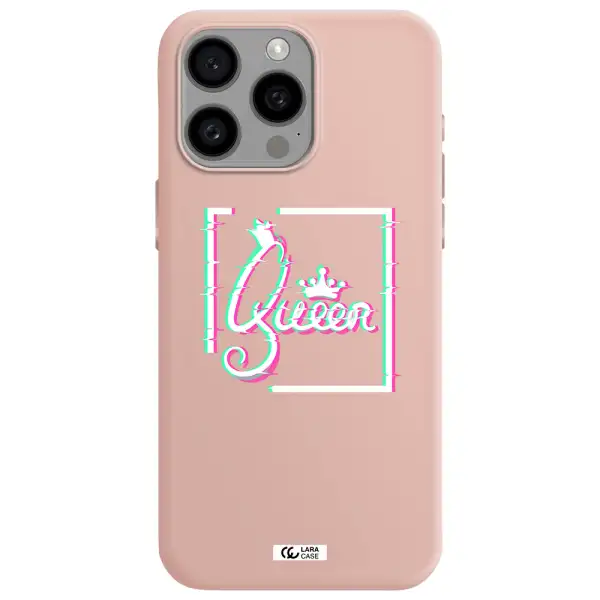 Queen Apple Iphone 15 Pro max Silicone pastel pink Case