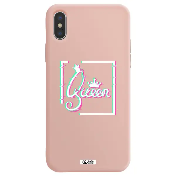 Queen Apple iPhone XS Silicone pastel pink Case