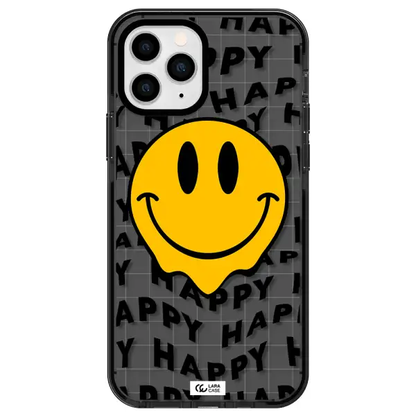 Happy Emoji Apple iPhone 11 pro max impact Smoke Black Case