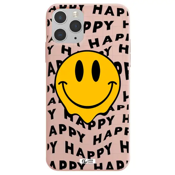 Happy Emoji Apple iPhone 11 pro max Silicone pastel pink Case