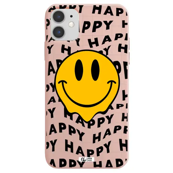 Happy Emoji Apple iPhone 11 Silicone pastel pink Case