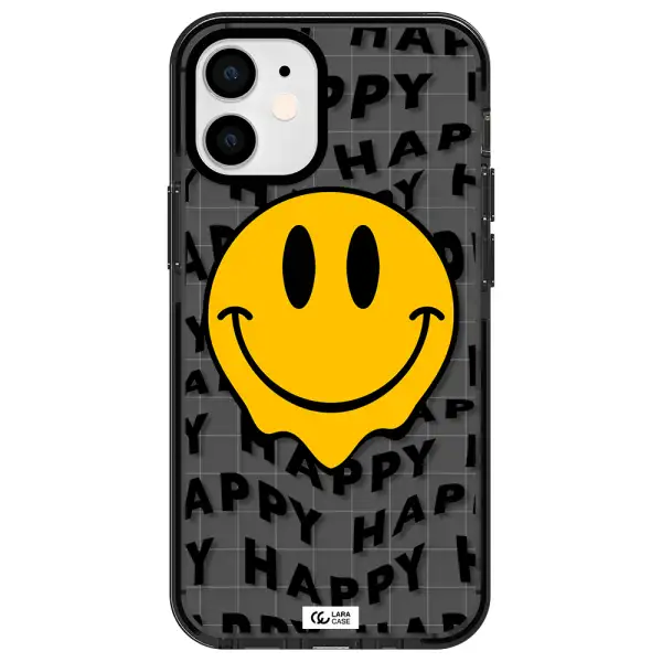 Happy Emoji Apple iPhone 12 mini impact Smoke Black Case