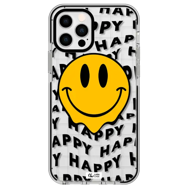 Happy Emoji Apple iPhone 12 pro impact black border Case