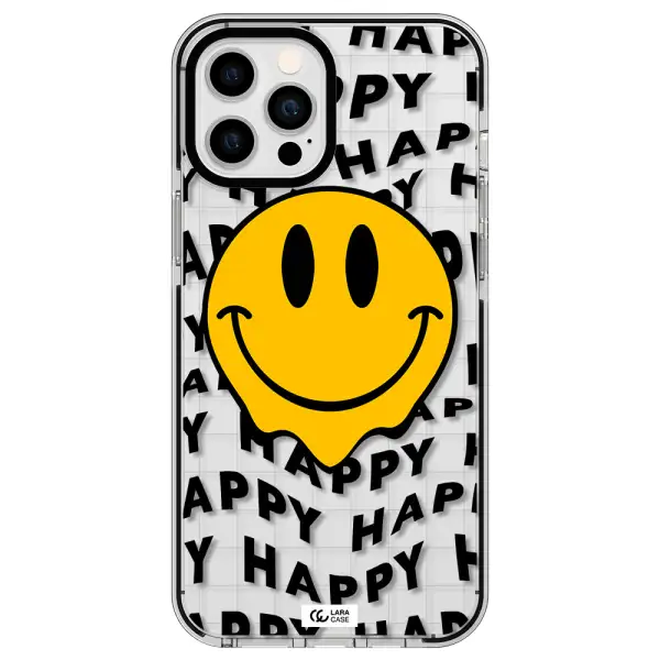 Happy Emoji Apple iPhone 12 pro max impact black border Case