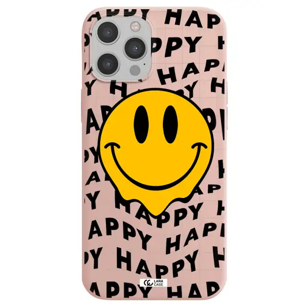 Happy Emoji Apple iPhone 12 pro max Silicone pastel pink Case