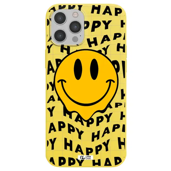 Happy Emoji Apple iPhone 12 pro Silicone canary yellow Case