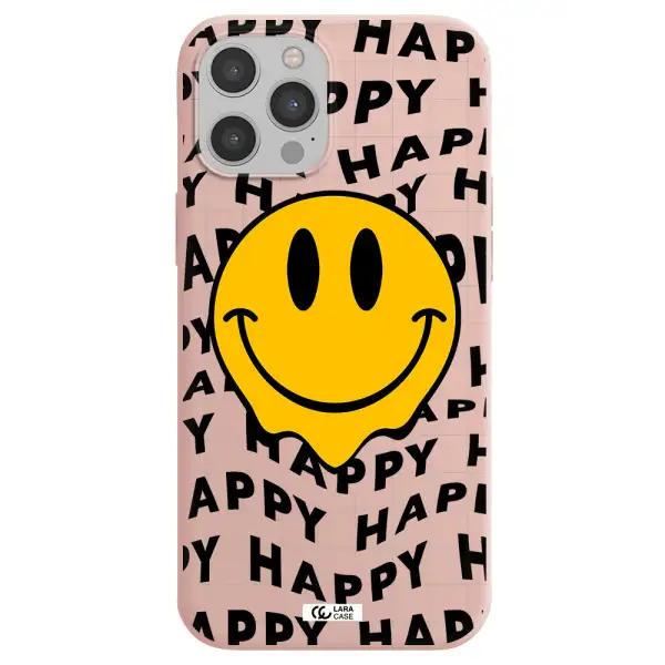 Happy Emoji Apple iPhone 12 pro Silicone pastel pink Case