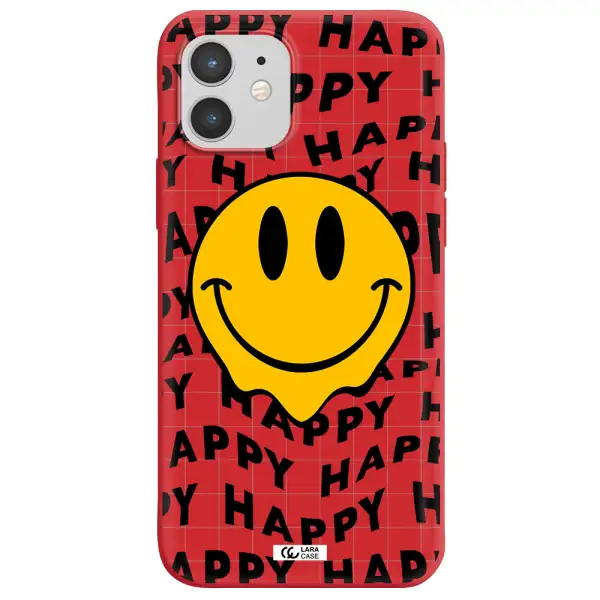 Happy Emoji Apple iPhone 12 Silicone Imperial Red Case