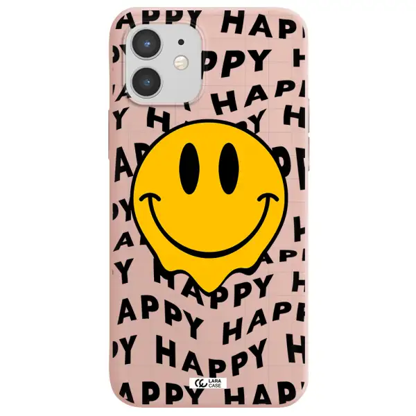 Happy Emoji Apple iPhone 12 Silicone pastel pink Case