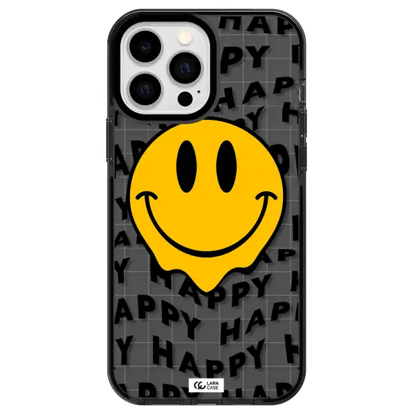 Happy Emoji Apple iPhone 13 Pro Max impact Smoke Black Case
