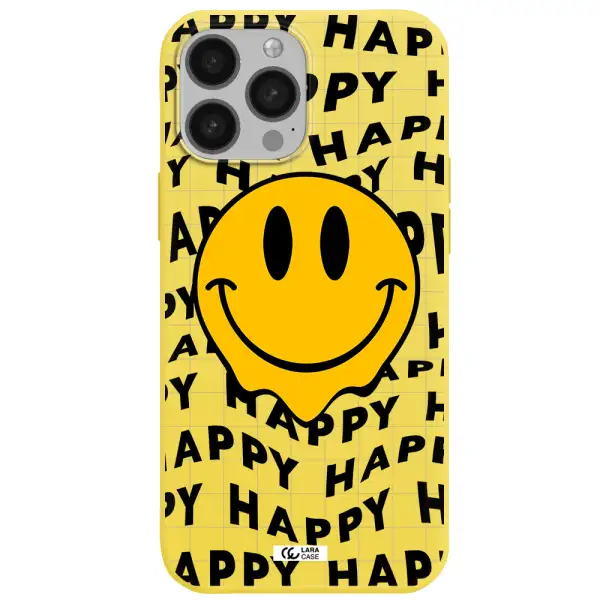 Happy Emoji Apple iPhone 13 Pro Silicone canary yellow Case