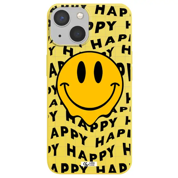 Happy Emoji Apple iPhone 13 Silicone canary yellow Case