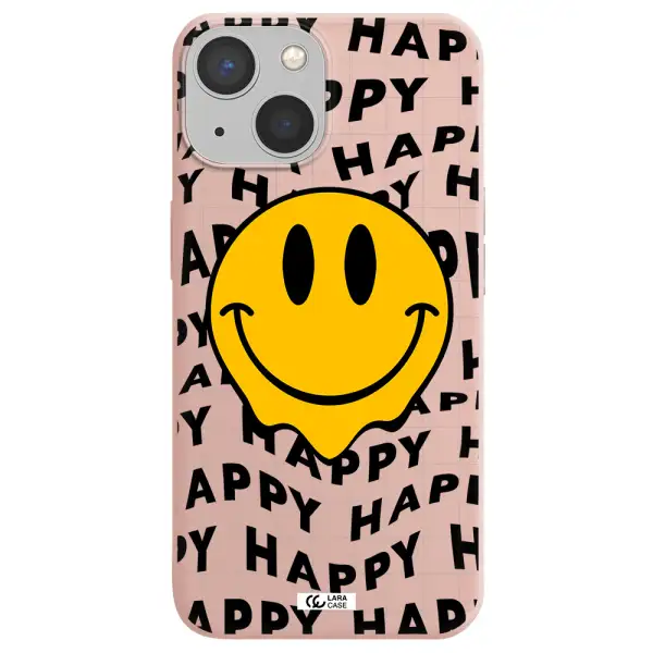 Happy Emoji Apple iPhone 13 Silicone pastel pink Case