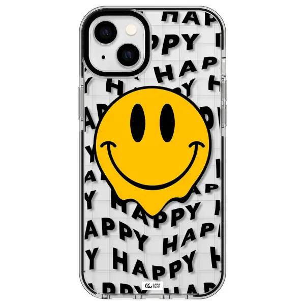 Happy Emoji Apple iPhone 14 plus impact black border Case