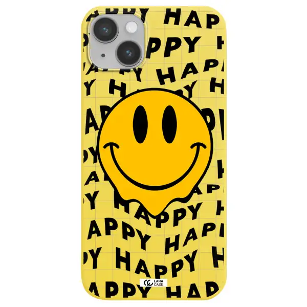 Happy Emoji Apple iPhone 14 plus Silicone canary yellow Case