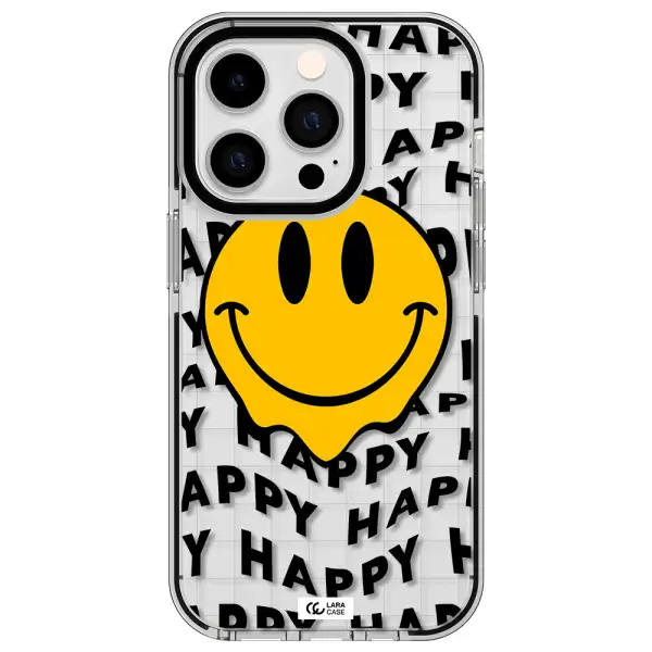 Happy Emoji Apple iPhone 14 pro impact black border Case