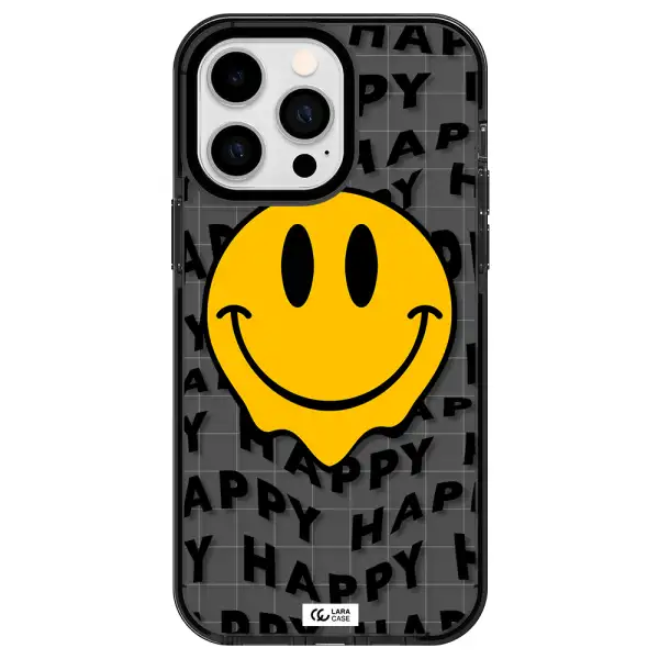 Happy Emoji Apple iPhone 14 pro max impact Smoke Black Case