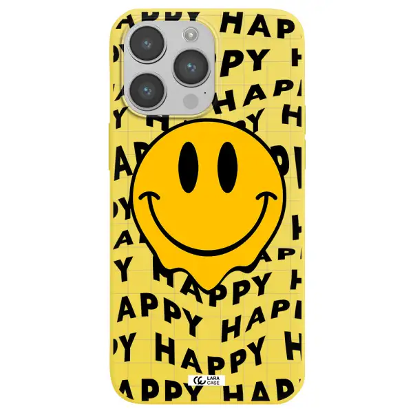 Happy Emoji Apple iPhone 14 pro max Silicone canary yellow Case