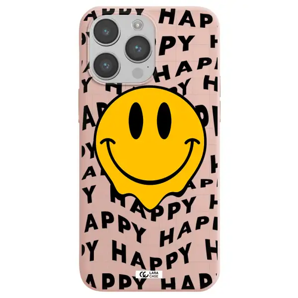 Happy Emoji Apple iPhone 14 pro max Silicone pastel pink Case