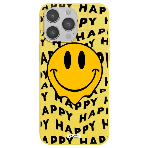 Happy Emoji Apple iPhone 14 pro Silicone canary yellow Case