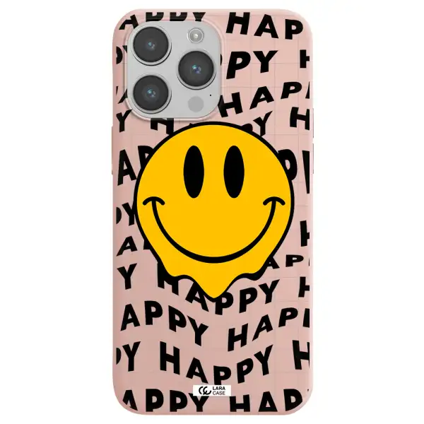Happy Emoji Apple iPhone 14 pro Silicone pastel pink Case