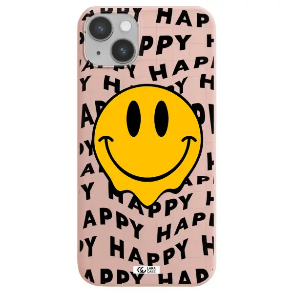 Happy Emoji Apple iPhone 14 Silicone pastel pink Case