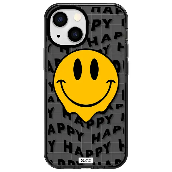 Happy Emoji Apple iPhone 15 impact Smoke Black Case