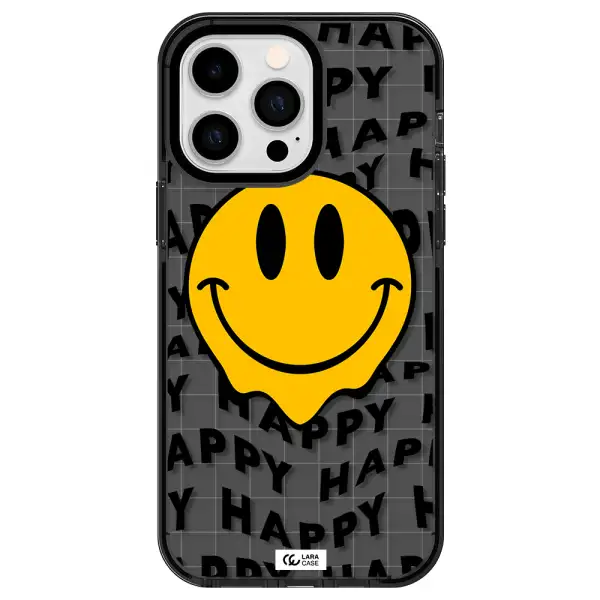 Happy Emoji Apple iPhone 15 Pro impact Smoke Black Case