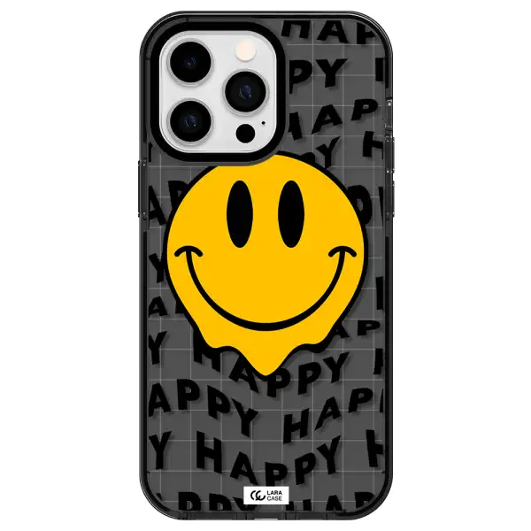 Happy Emoji Apple iPhone 15 Pro Max impact Smoke Black Case