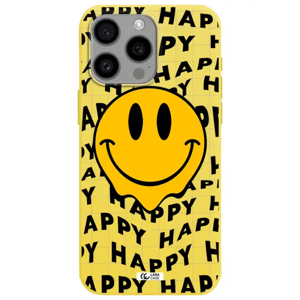 Happy Emoji Apple Iphone 15 Pro max Silicone canary yellow Case