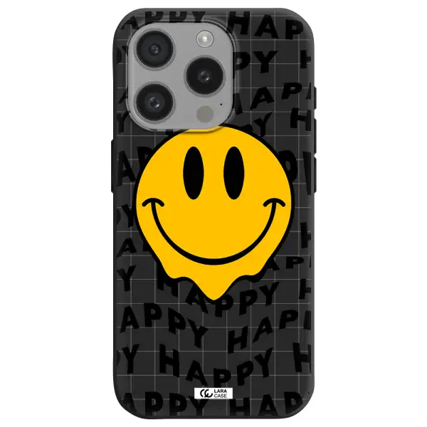 Happy Emoji Apple Iphone 15 Pro Silicone Black Case