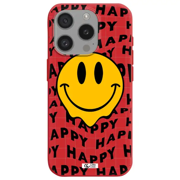 Happy Emoji Apple Iphone 15 Pro Silicone Imperial Red Case