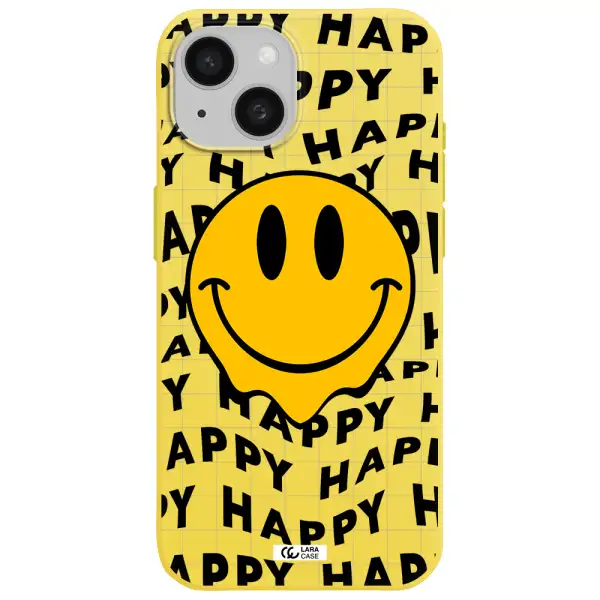 Happy Emoji Apple iPhone 15 Silicone canary yellow Case