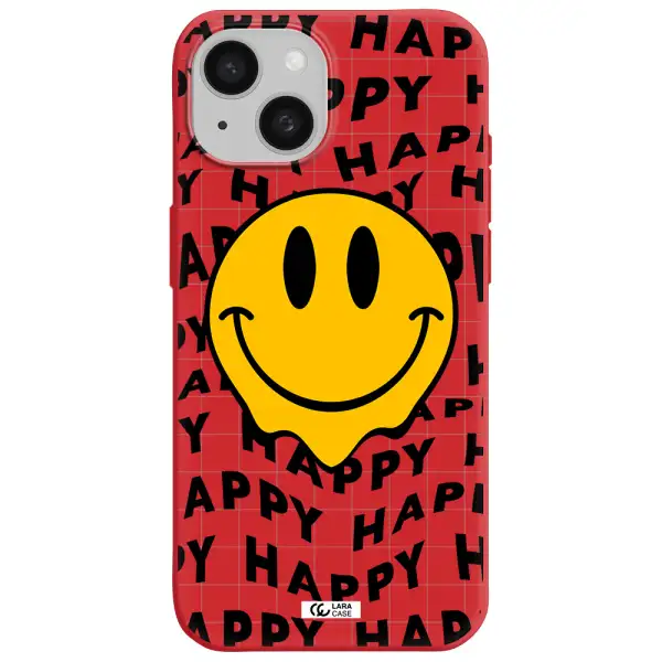 Happy Emoji Apple Iphone 15 Silicone Imperial Red Case