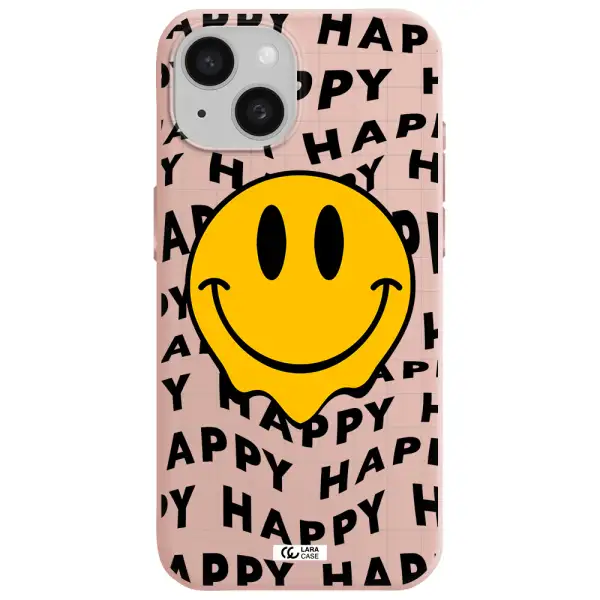 Happy Emoji Apple Iphone 15 Silicone Pastel Pink Case