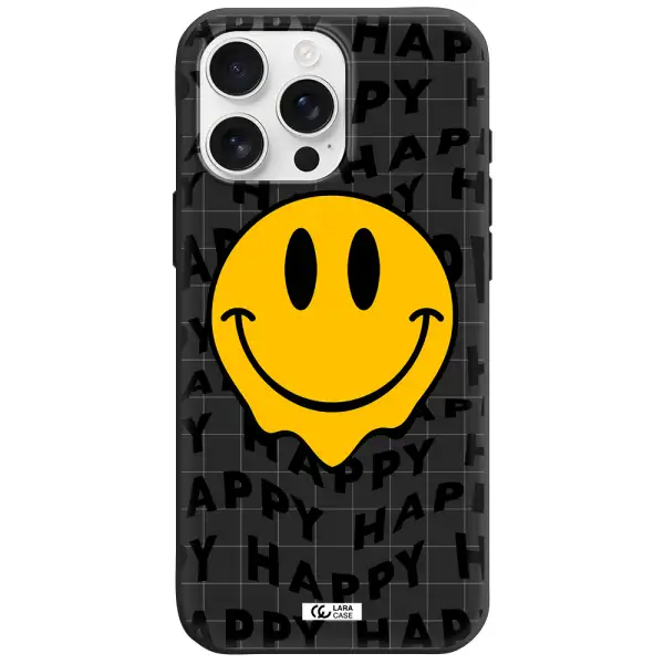 Happy Emoji Apple Iphone 16 Pro Max Silicone Black Case
