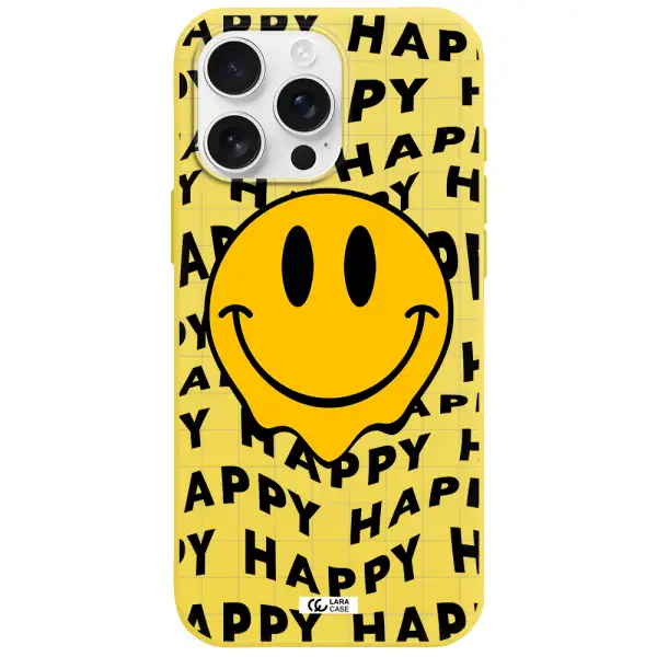 Happy Emoji Apple Iphone 16 Pro Max Silicone Canary Yellow Case