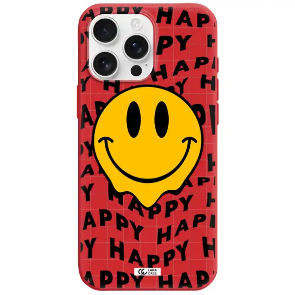 Happy Emoji Apple Iphone 16 Pro Max Silicone Imperial Red Case