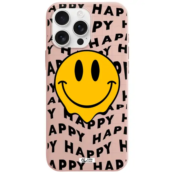 Happy Emoji Apple Iphone 16 Pro Max Silicone Pastel Pink Case