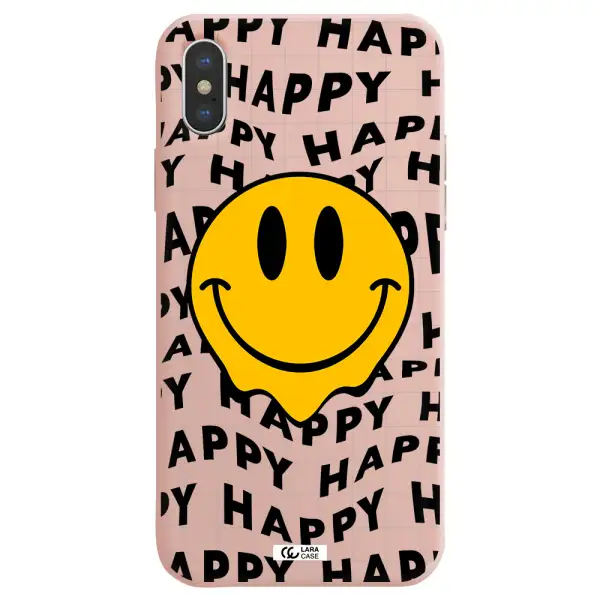 Happy Emoji Apple iPhone X Silicone pastel pink Case