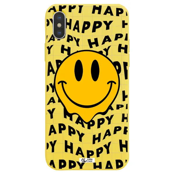 Happy Emoji Apple iPhone XS Silicone canary yellow Case