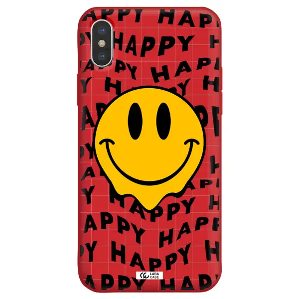 Happy Emoji Apple iPhone XS Silicone Imperial Red Case