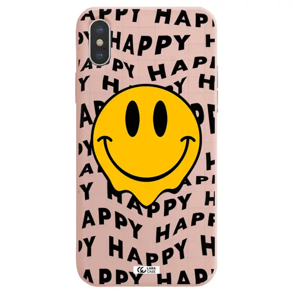 Happy Emoji Apple iPhone XS Silicone pastel pink Case